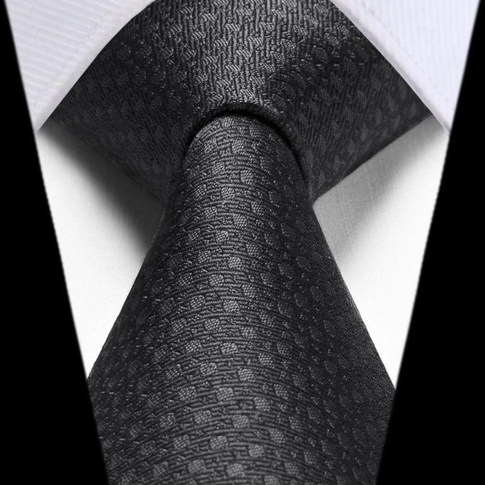 Plaid Tie Handkerchief Set - F-BLACK