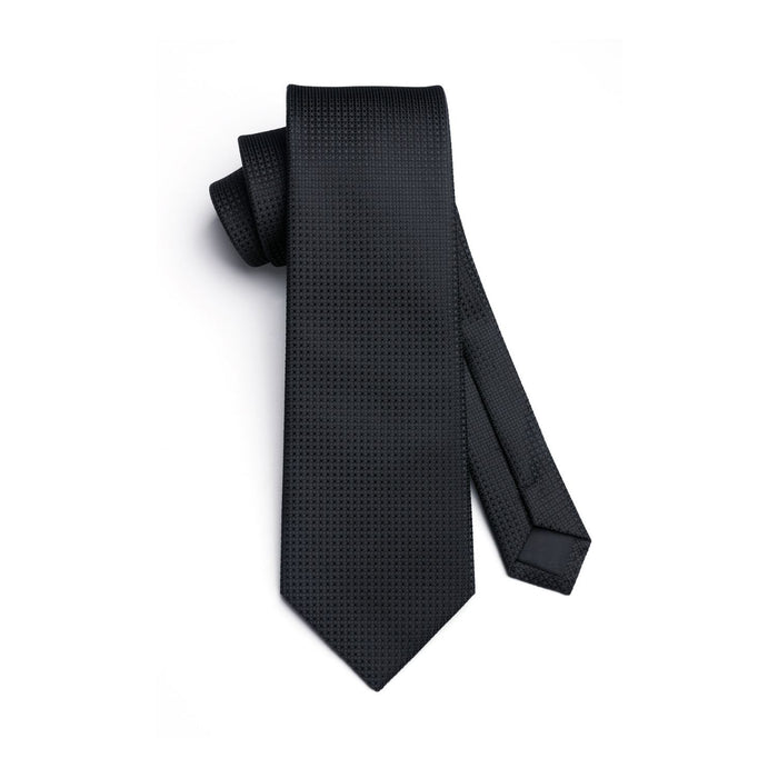 Plaid Tie Handkerchief Cufflinks - BLACK