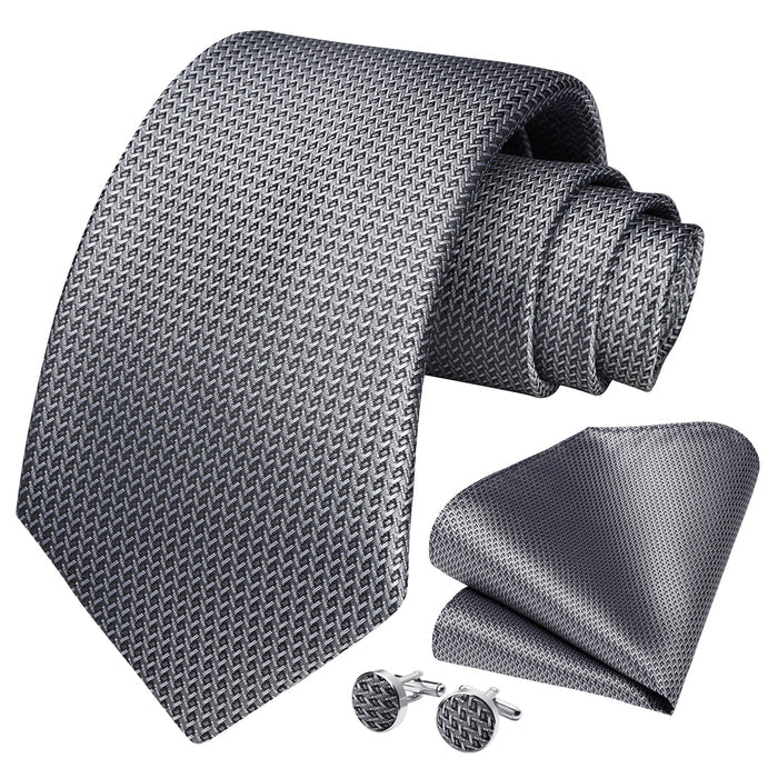 Houndstooth Tie Handkerchief Cufflinks - D1 - BLACK/SILVER