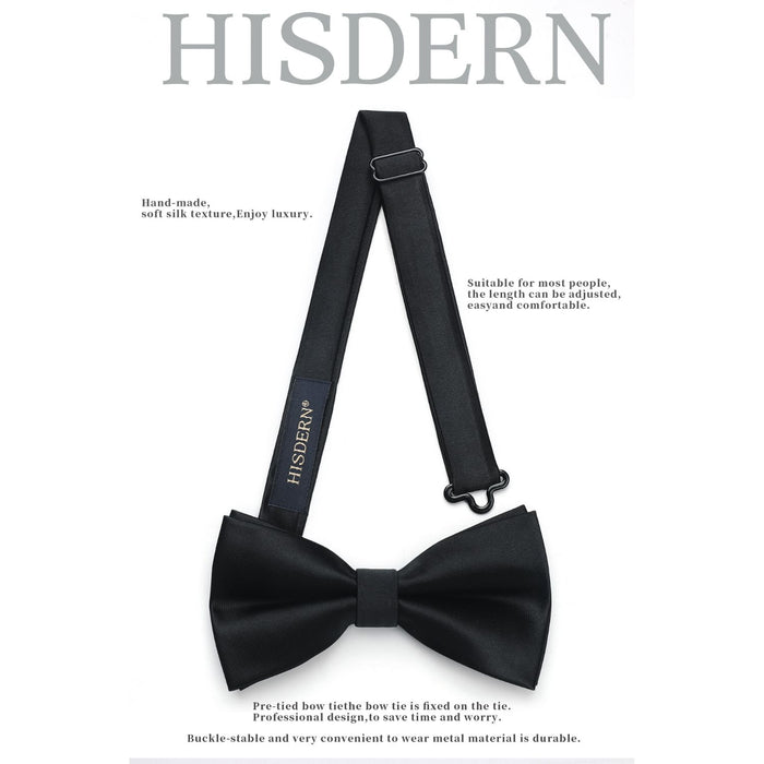 Solid Pre-Tied Bow Tie - BLACK-7