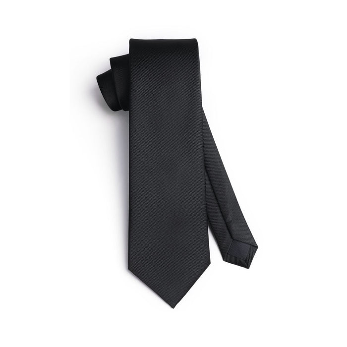 Solid Tie Handkerchief Cufflinks - BLACK