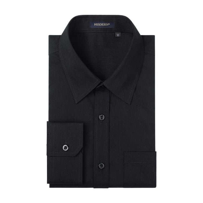 Casual Formal Shirt with Pocket - A-BLACK