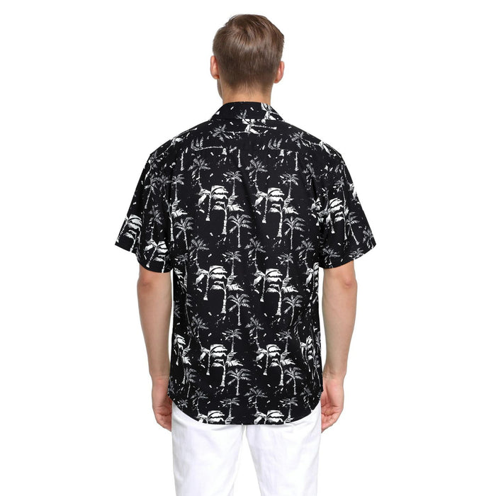 Hawaiian Tropical Shirts with Pocket - C-01 BLACK
