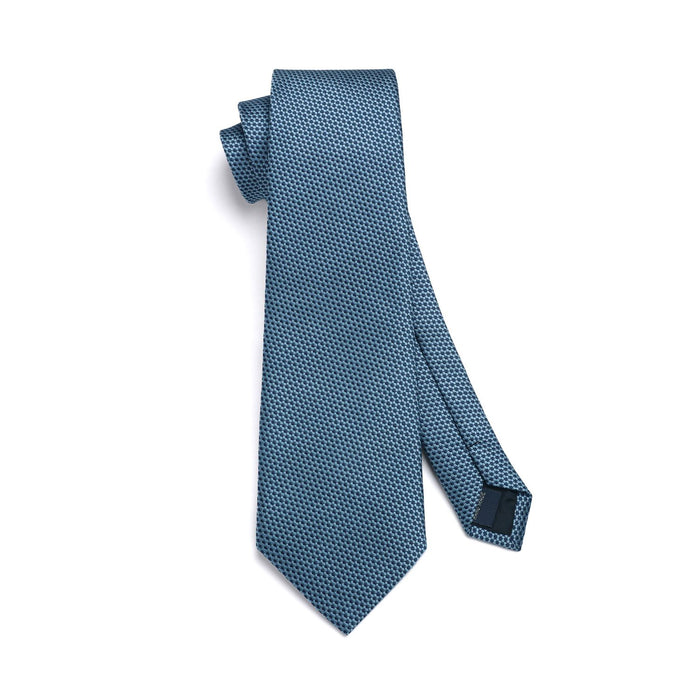 Houndstooth Tie Handkerchief Set - BLUE-5