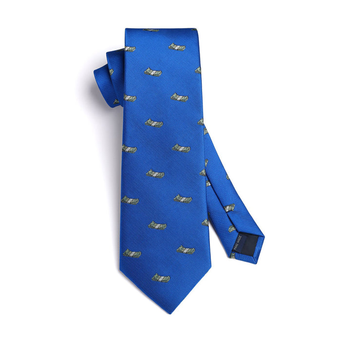 Pattern Tie Handkerchief Set - BLUE