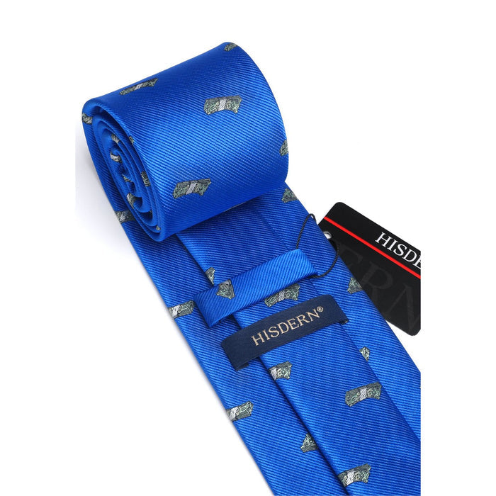 Pattern Tie Handkerchief Set - BLUE