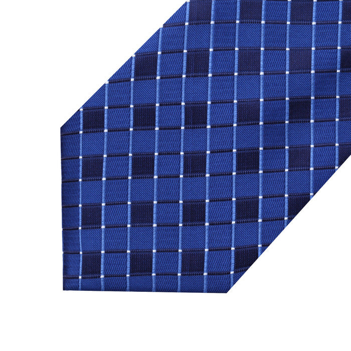 Plaid Tie Handkerchief Set - BLUE-3