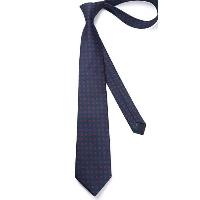 Plaid Tie Handkerchief Set - BLUE