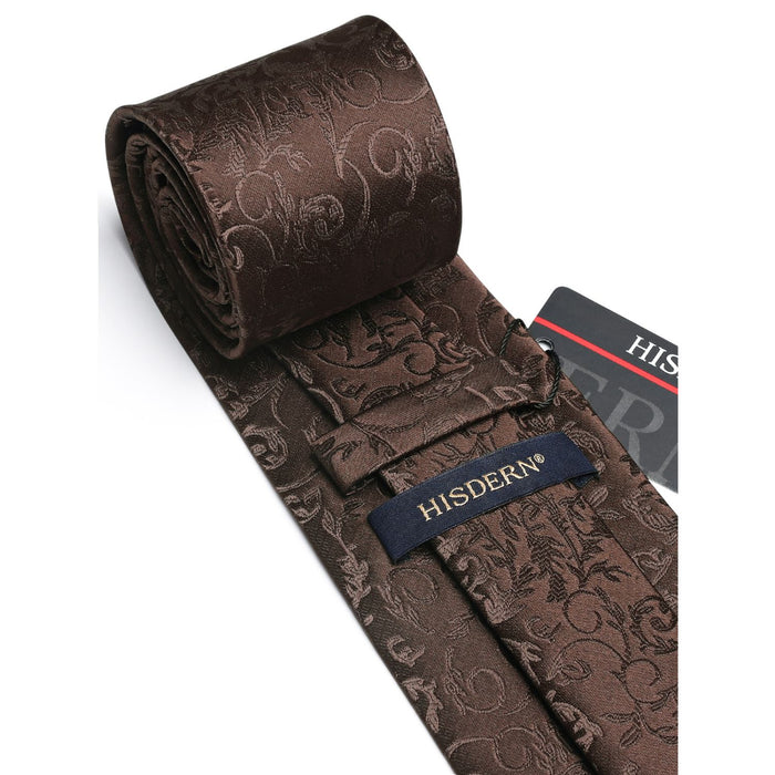 Floral Tie Handkerchief Set - L2-BROWN