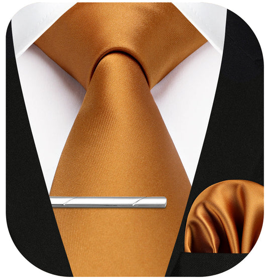 Solid Tie Handkerchief Clip - BROWN-1