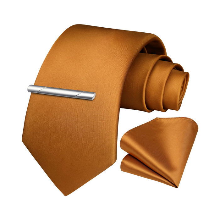 Solid Tie Handkerchief Clip - BROWN-1