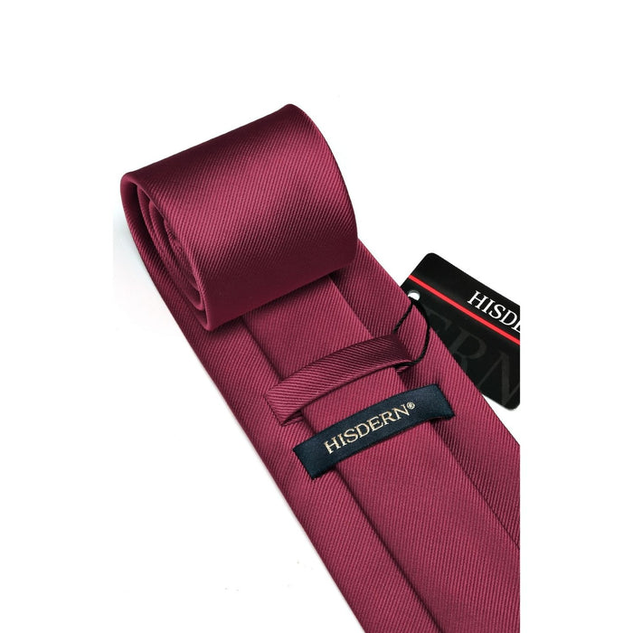 Solid Tie Handkerchief Cufflinks - BURGUNDY/CLARET