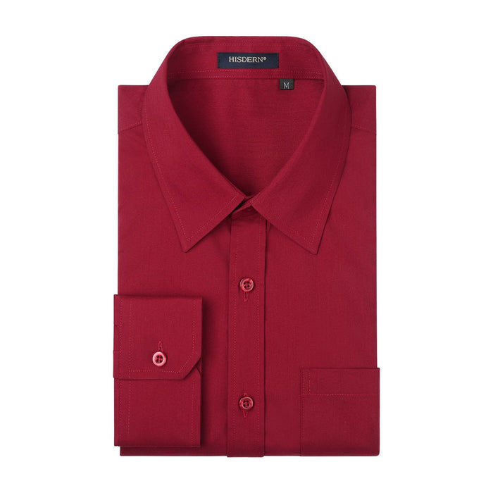 Casual Formal Shirt with Pocket - BURGUNDY