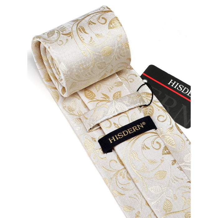 Floral Tie Handkerchief Cufflinks - CHAMPAGNE