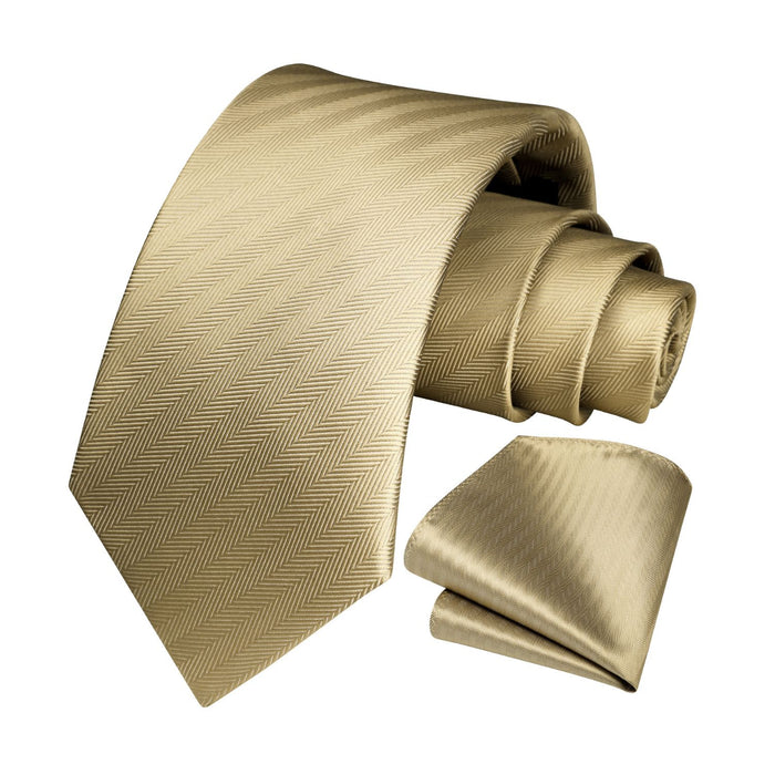 Houndstooth Tie Handkerchief Set - D-05 CHAMPAGNE GOLD