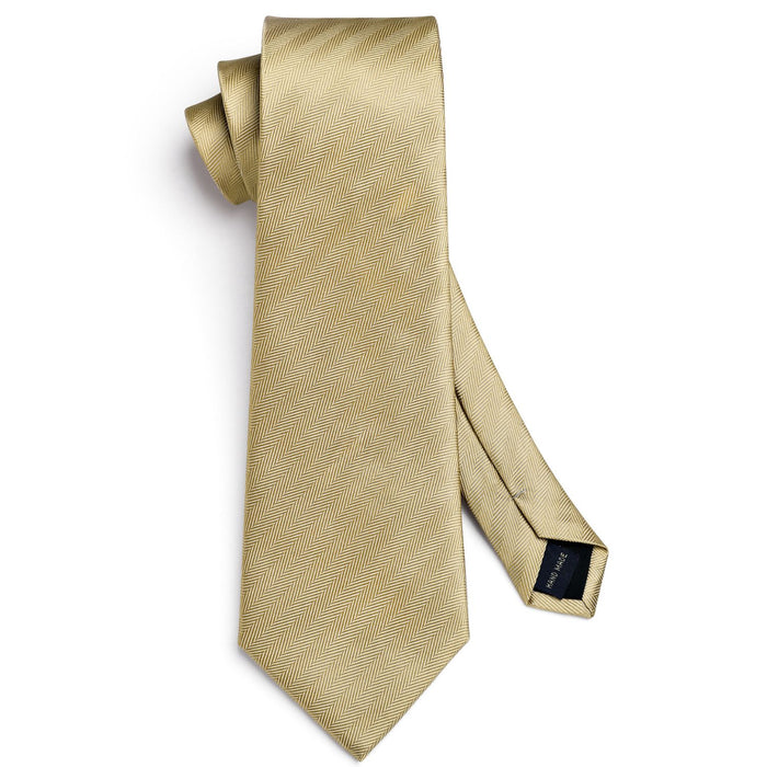 Stripe Tie Handkerchief Set - D-05 CHAMPAGNE GOLD