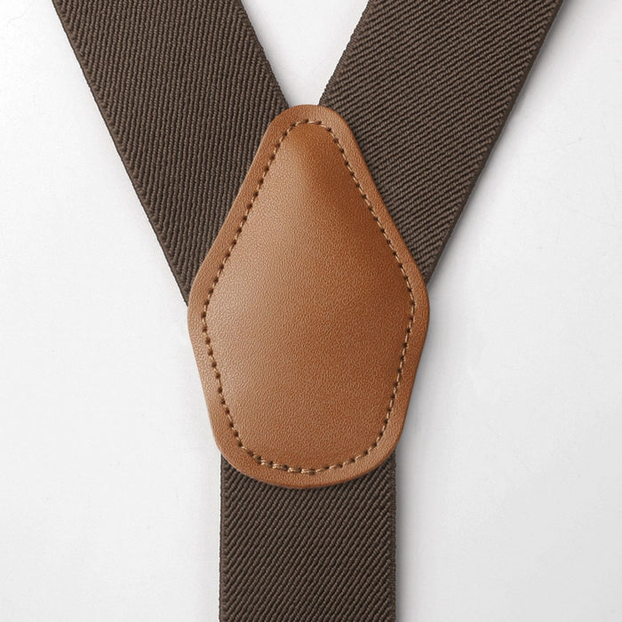 Y-shaped Adjustable Suspender with 4 Clips - 13 BROWN