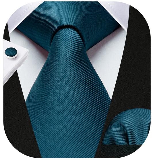 Solid Tie Handkerchief Cufflinks - DARK GREEN