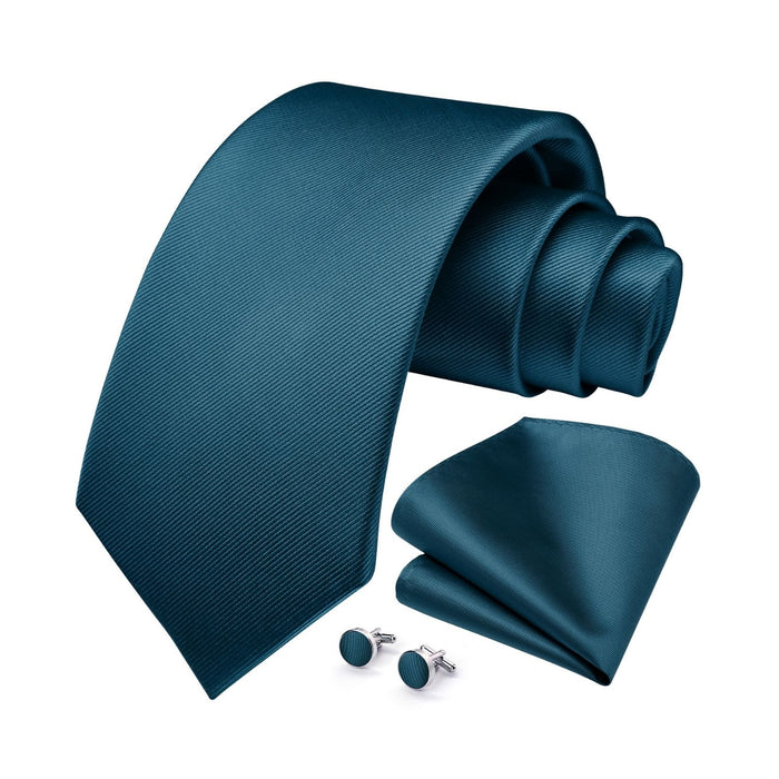 Solid Tie Handkerchief Cufflinks - DARK GREEN