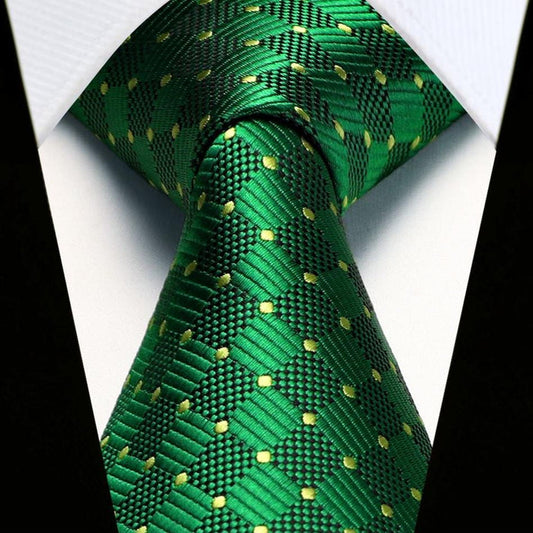 Plaid Tie Handkerchief Set - B-EMERALD GREEN