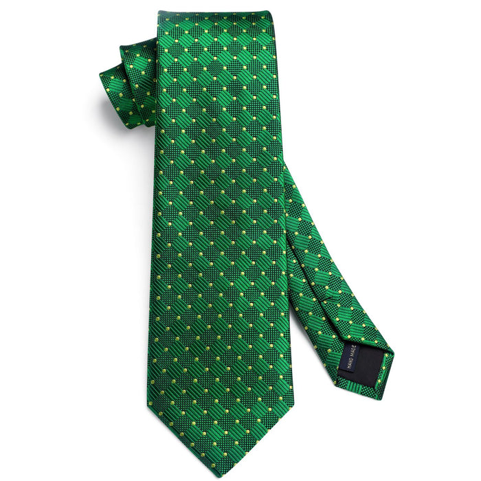 Plaid Tie Handkerchief Set - B-EMERALD GREEN