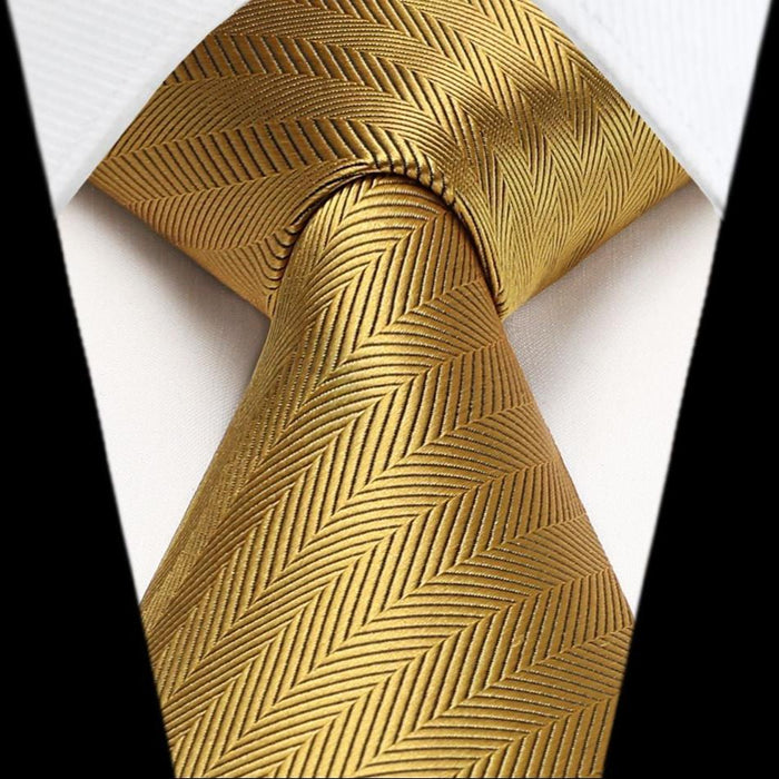 Stripe Tie Handkerchief Set - E3 GOLD STRIPED