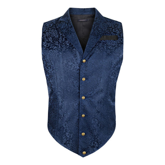 Gothic Lapel Vest for Men - NAVY BLUE