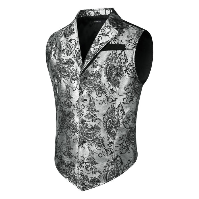 Gothic Lapel Vest for Men - SILVER/BLACK-6