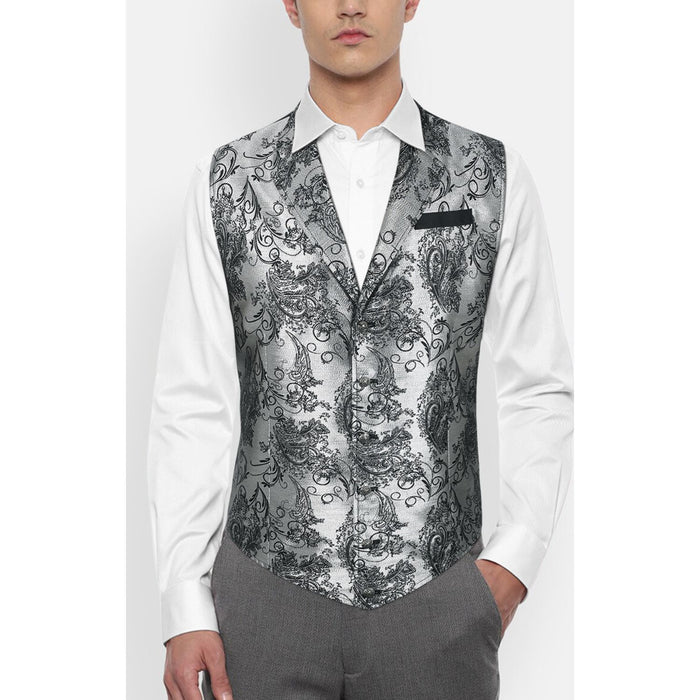 Gothic Lapel Vest for Men - SILVER/BLACK-6