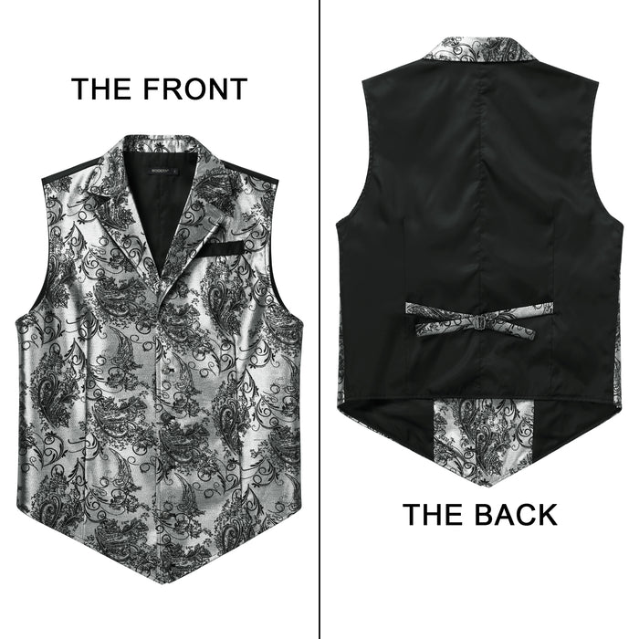Gothic Lapel Vest for Men - SILVER/BLACK-6
