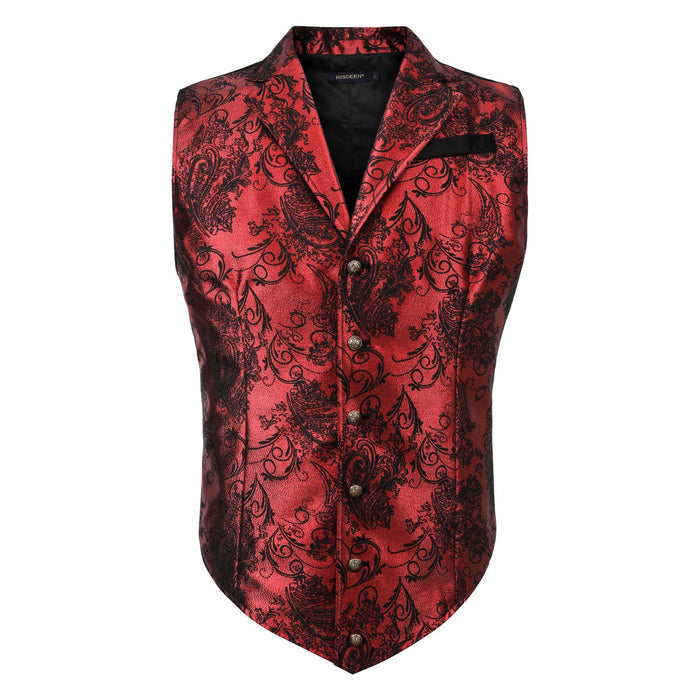 Gothic Lapel Vest for Men - RED/BLACK-5