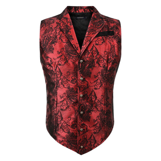 Gothic Lapel Vest for Men - RED/BLACK-5