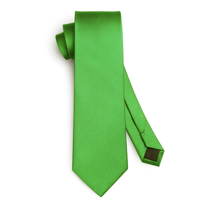 Solid 3.35 inch Tie Handkerchief Set - B-GREEN EMERALD BRIGHT