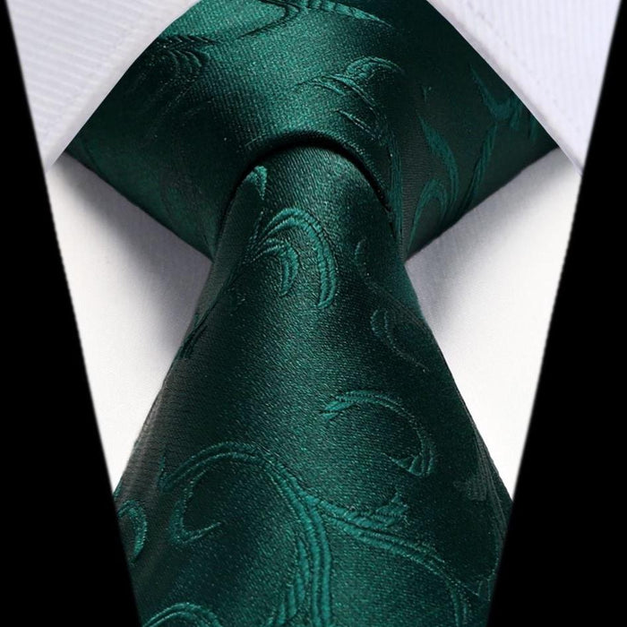 Floral Tie Handkerchief Set - 03A-GREEN