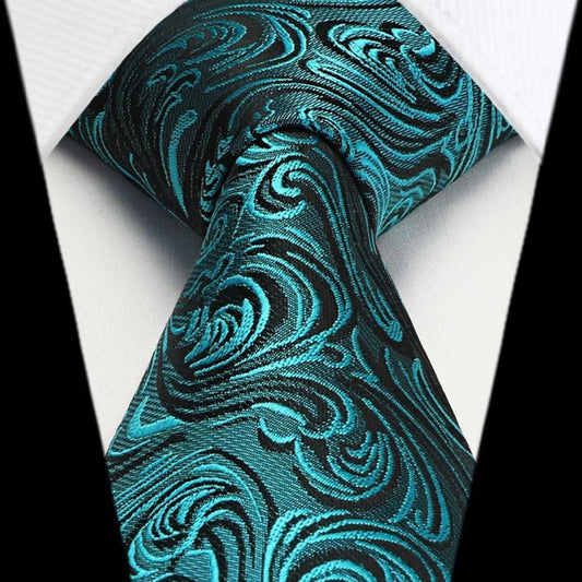 Paisley Tie Handkerchief Set - TURQUOISE