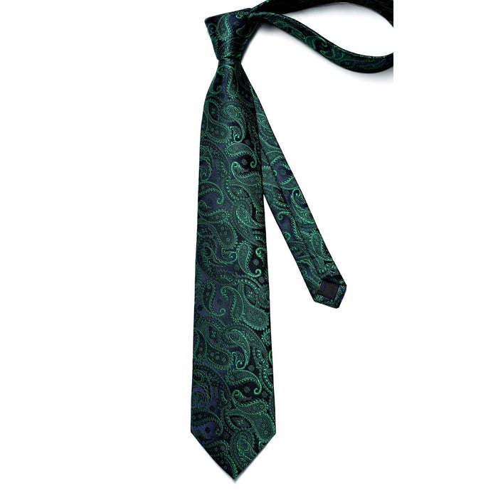 Paisley Tie Handkerchief Cufflinks - G-GREEN