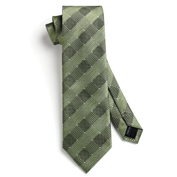 Plaid Tie Handkerchief Set - GREEN-1