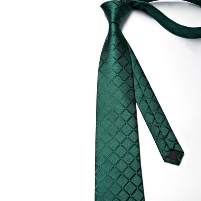 Plaid Tie Handkerchief Set - A-GREEN