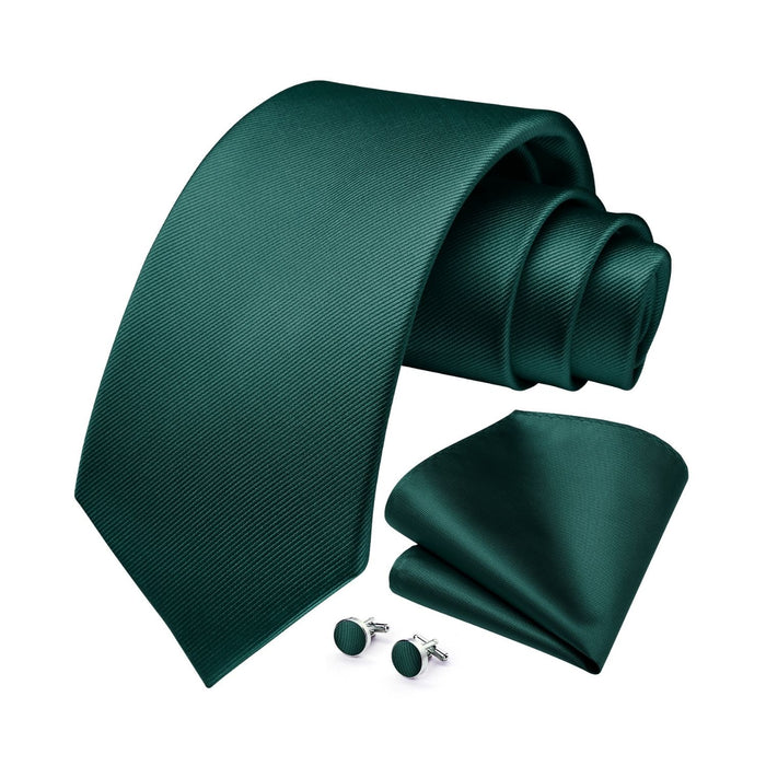 Solid Tie Handkerchief Cufflinks - GREEN