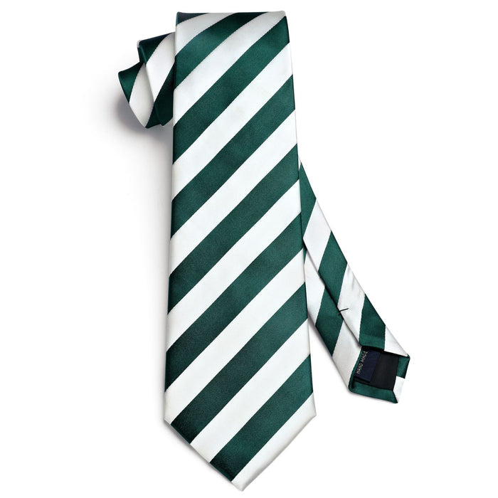 Stripe Tie Handkerchief Set - GREEN/WHITE
