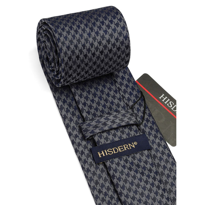 Stripe Tie Handkerchief Set - C-04 GREY/NAVY BLUE