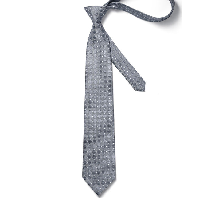 Plaid Tie Handkerchief Set - GREY