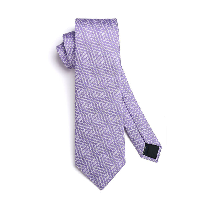 Houndstooth Tie Handkerchief Set - F-LAVENDER