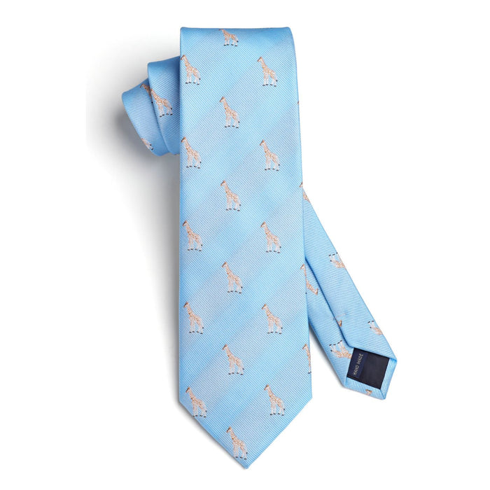 Giraffe Tie Handkerchief Set - LIGHT BLUE