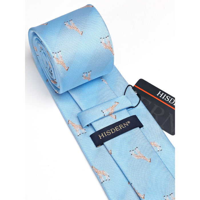 Giraffe Tie Handkerchief Set - LIGHT BLUE