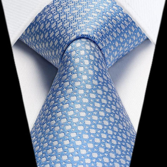 Houndstooth Tie Handkerchief Set - Z-LIGHT BLUE