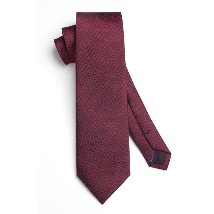 Houndstooth Tie Handkerchief Set - Z-MAROON