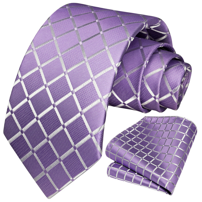 Plaid Tie Handkerchief Set - A7-MAVUE