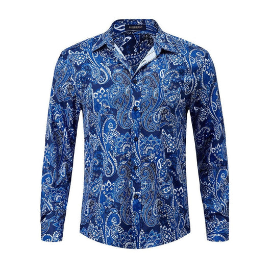 Shiny Luxury Dress Shirt - Y-WHITE/BLUE
