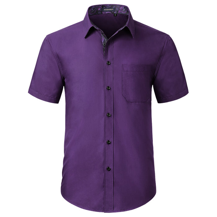 Men's Short Sleeve with Pocket - 016-PURPLE